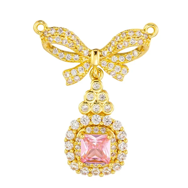 Bow gold-plated long pendant - 图片 2