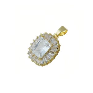 Zirconia and Baguette Diamond Pendant