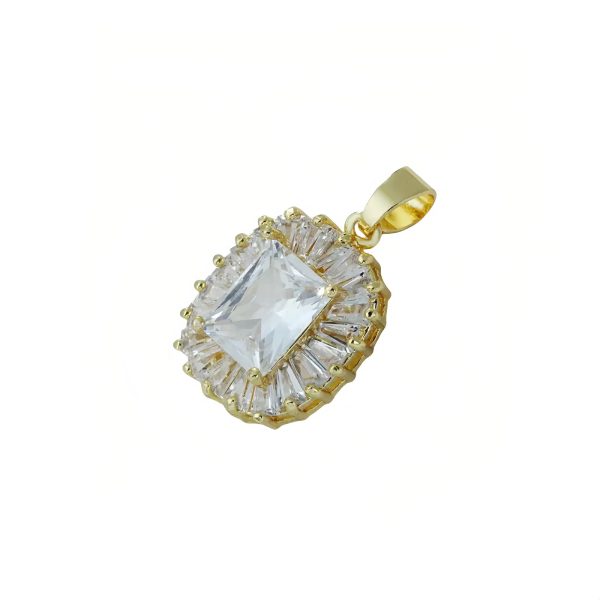 Zirconia and Baguette Diamond Pendant