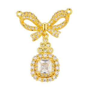 Bow gold-plated long pendant