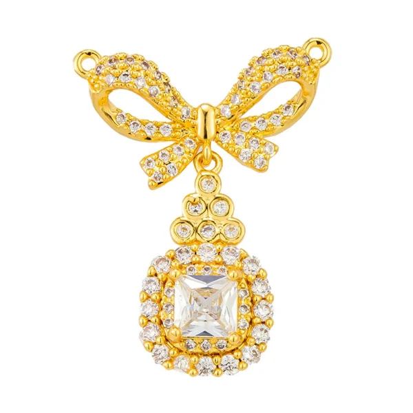 Bow gold-plated long pendant
