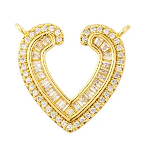 Gold-plated heart white zirconium pendant