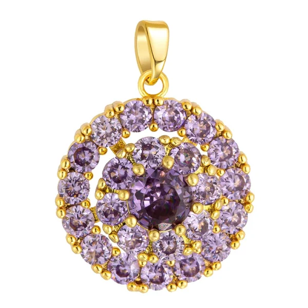 Rotatable full diamond gold-plated pendant - 图片 2