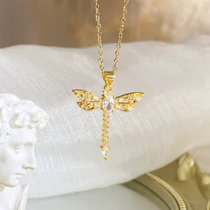 Gold dragonfly pendant
