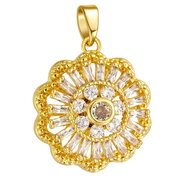 Gold-plated rotatable pendant with diamonds - 图片 2