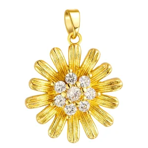 Gold-plated sunflower pendant with diamonds