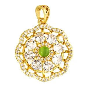 Gold-plated rotatable pendant with diamonds
