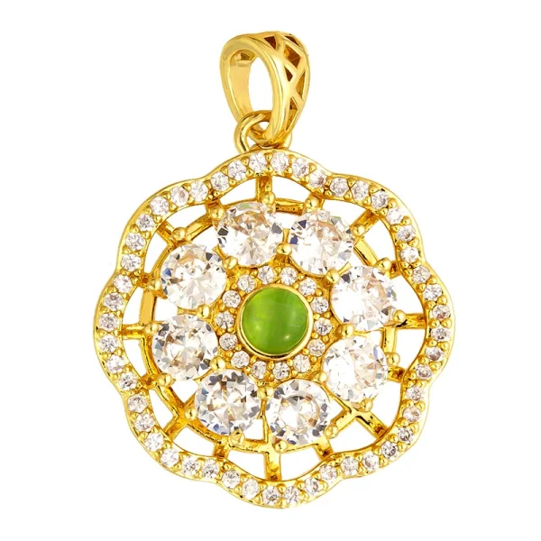 Gold-plated rotatable pendant with diamonds