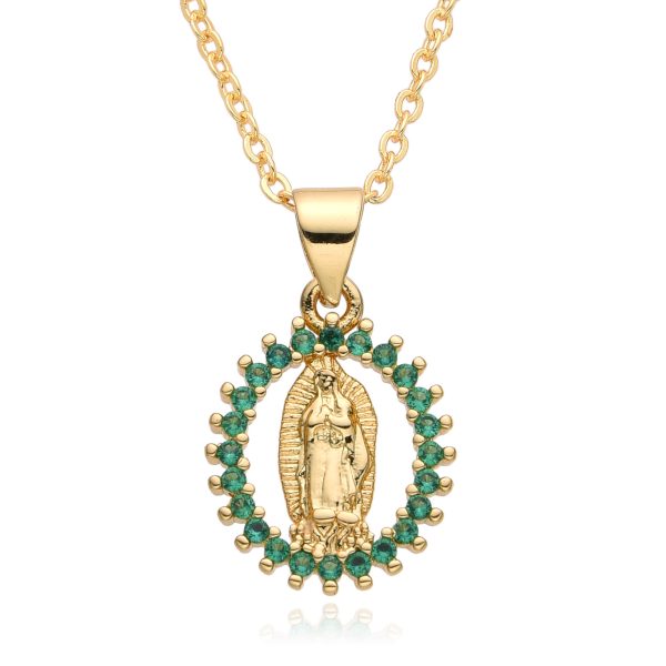 Hot selling creative religious accessories copper micro inlaid Virgin Mary pendant necklace female gifts - 图片 11