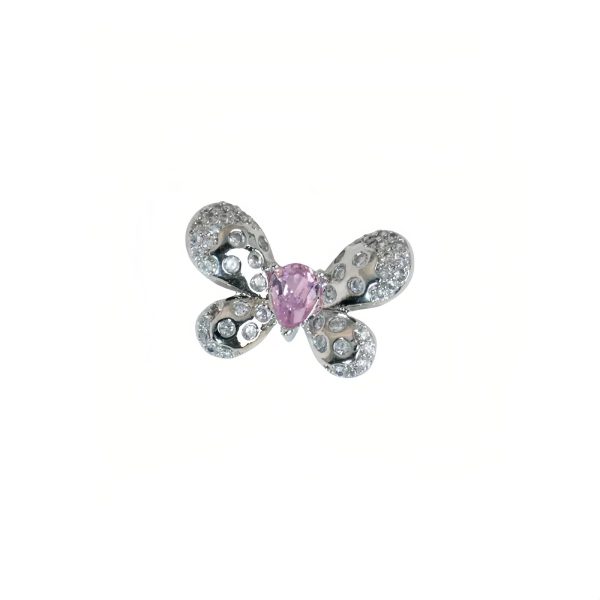 Diamond butterfly pendant, 18k real gold plated pink butterfly necklace for girls birthday gift - 图片 2