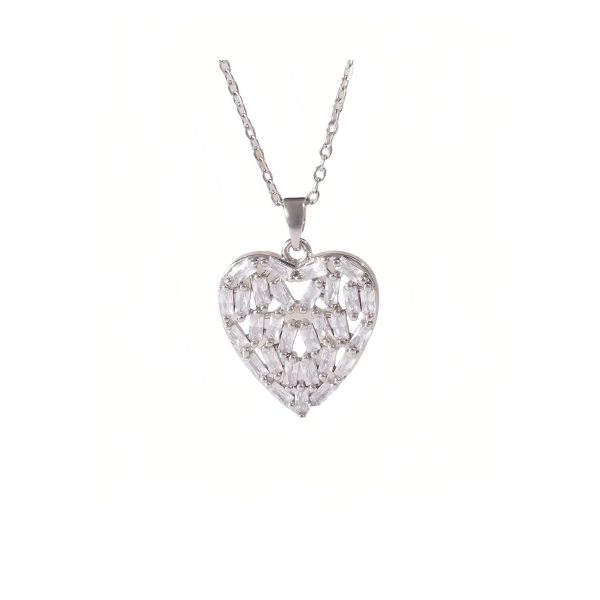 Fully inlaid zircon women's necklace, new design heart-shaped necklace for girls birthday gift Valentine's Day - 图片 2