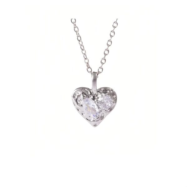 18k copper plated real gold color-preserving zircon heart irregular necklace for girls - 图片 2