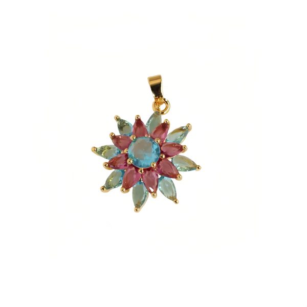 Round petal necklace, colorful zircon pendant sweet style necklace - 图片 4