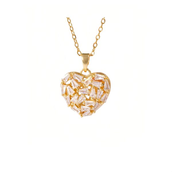 Fully inlaid zircon women's necklace, new design heart-shaped necklace for girls birthday gift Valentine's Day - 图片 3