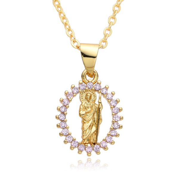 Hot selling creative religious accessories copper micro inlaid Virgin Mary pendant necklace female gifts - 图片 9