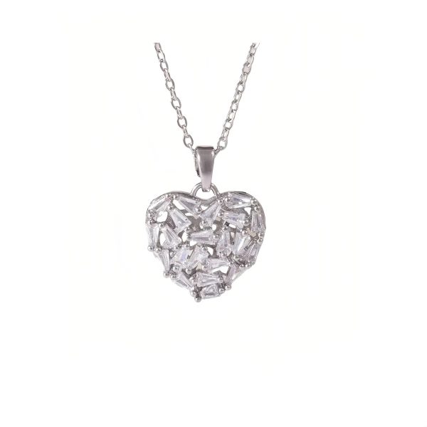 Fully inlaid zircon women's necklace, new design heart-shaped necklace for girls birthday gift Valentine's Day - 图片 4