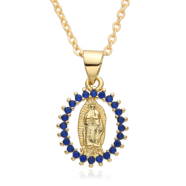 Hot selling creative religious accessories copper micro inlaid Virgin Mary pendant necklace female gifts - 图片 8