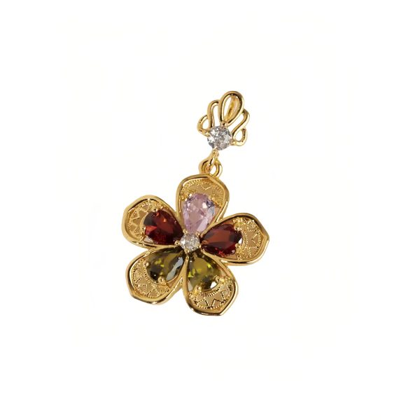 Round petal necklace, colorful zircon pendant sweet style necklace - 图片 6