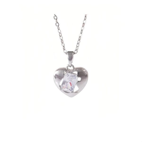 Fashion Micro-Inlaid T Square Zirconia Hollow Love Necklace Jewelry Wholesale - 图片 2