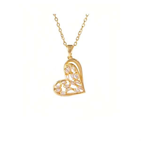 Fashionable and versatile new products, hot-selling niche design, zircon inlaid love heart pendant, DIY accessories clavicle necklace