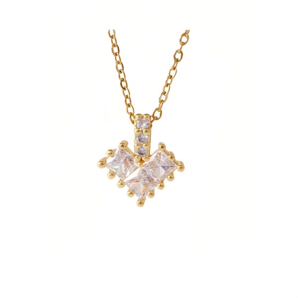 New design square diamond heart zircon necklace