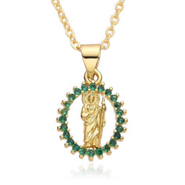 Hot selling creative religious accessories copper micro inlaid Virgin Mary pendant necklace female gifts - 图片 5