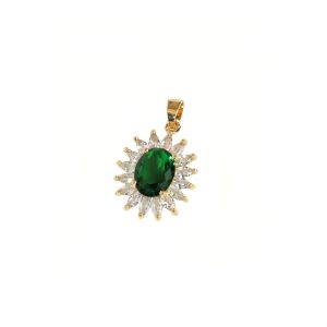 Green gemstone sunflower pendant, 18k real gold plated high-end necklace accessories