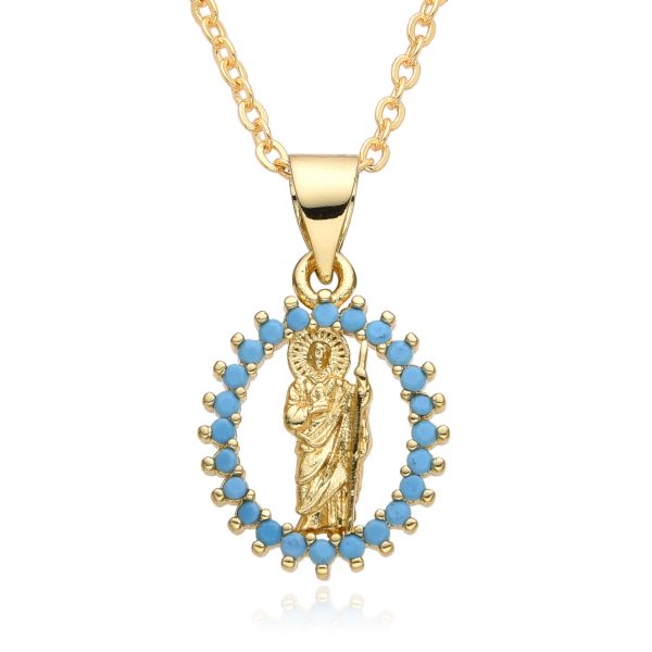 Hot selling creative religious accessories copper micro inlaid Virgin Mary pendant necklace female gifts - 图片 4