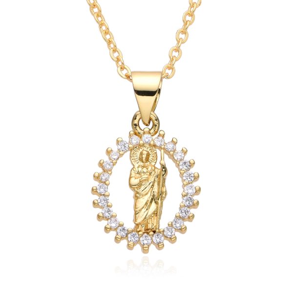 Hot selling creative religious accessories copper micro inlaid Virgin Mary pendant necklace female gifts - 图片 2
