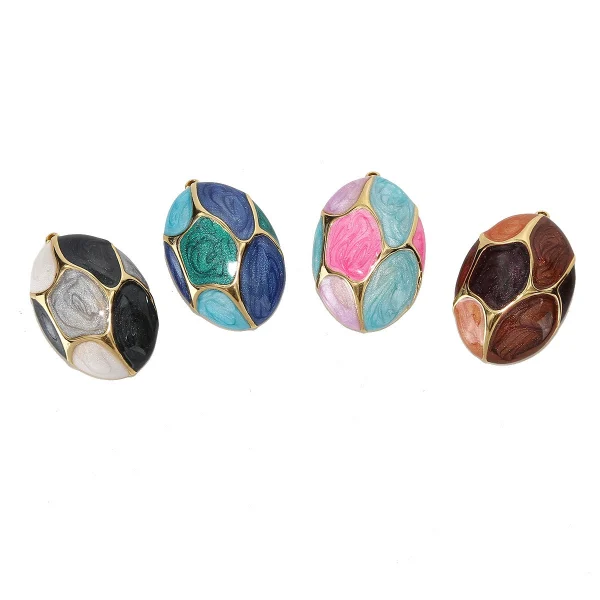 Stainless steel oil drip color stitching oval pendant handmade jewelry necklace pendant INS style earring pendant - 图片 2