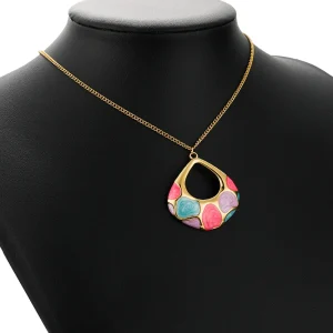 Enamel oil drop pendant color block necklace earring accessories