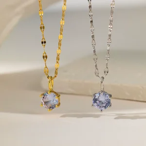 Six claw single diamond necklace women's French antique style necklace