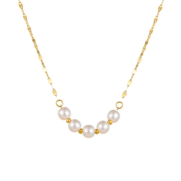 Pearl gold plated exquisite titanium steel necklace for women versatile fashion trend clavicle chain