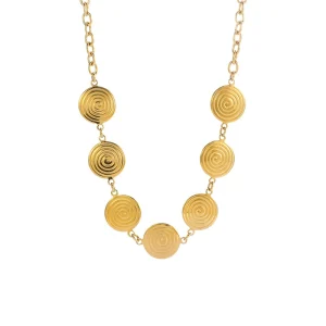 Regular thread circle stainless steel necklace set fashionable and versatile simple gold-plated stainless steel necklace