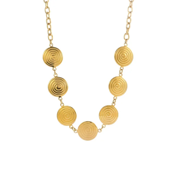 Regular thread circle stainless steel necklace set fashionable and versatile simple gold-plated stainless steel necklace