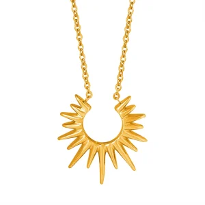 Unique geometric radiant pendant, fashionable, simple and versatile titanium steel gold-plated necklace