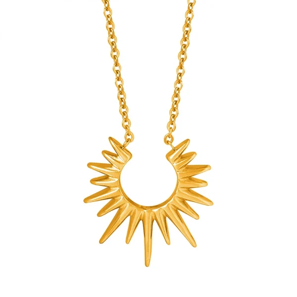 Unique geometric radiant pendant, fashionable, simple and versatile titanium steel gold-plated necklace