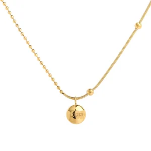 Luck small gold bean titanium steel necklace