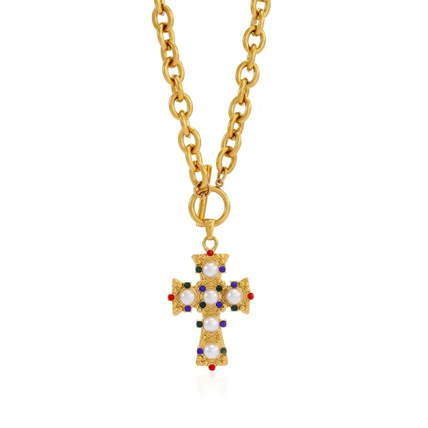 Cross Gemstone Pearl Necklace Manufacturer Wholesale