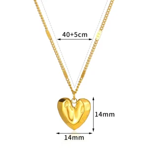 Stereoscopic heart-shaped pendant necklace with 18k gold plated jewelry for women girls gifts
