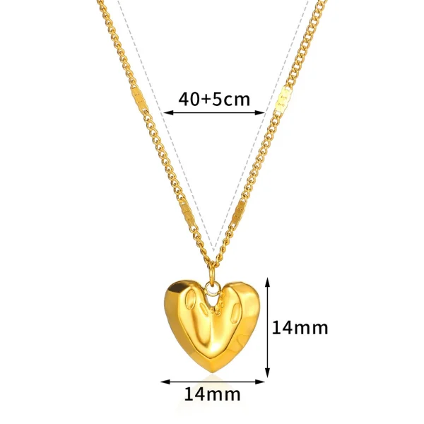 Stereoscopic heart-shaped pendant necklace with 18k gold plated jewelry for women girls gifts