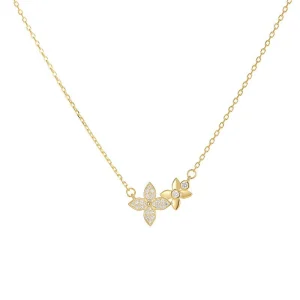 Copper-plated genuine gold pendant with four-leaf clovers-luxurious necklace for women