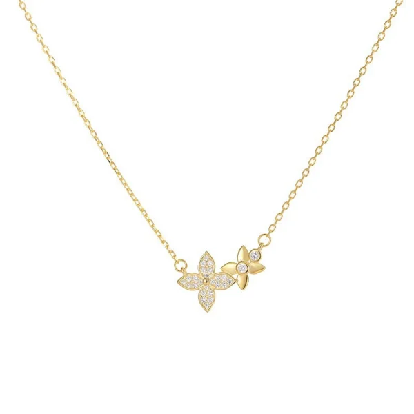 Copper-plated genuine gold pendant with four-leaf clovers-luxurious necklace for women