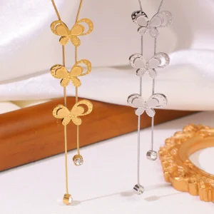 Embossed Butterfly Clavicle Chain Women's Titanium Steel Necklace