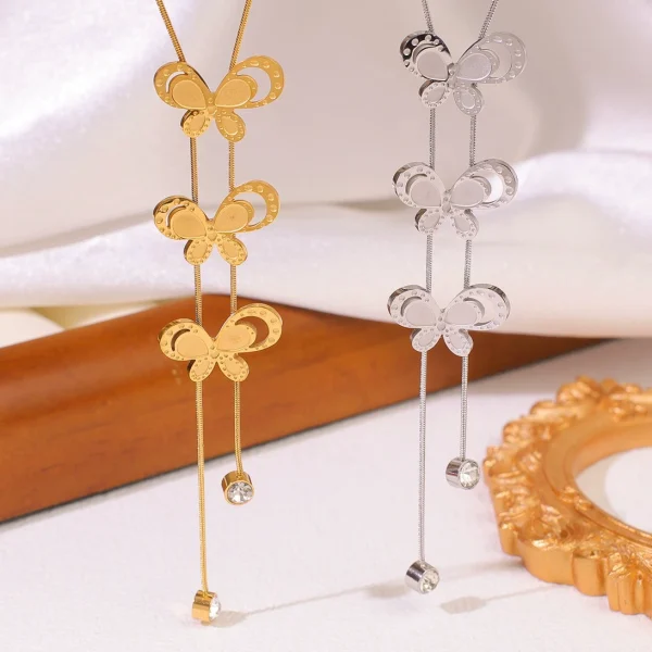 Embossed Butterfly Clavicle Chain Women's Titanium Steel Necklace