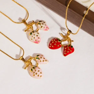 New trend enamel double-berry necklace for women girls gifts