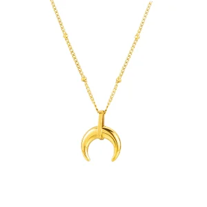 Horn Moon Pendant Clavicle Chain Stainless Steel Crescent Necklace