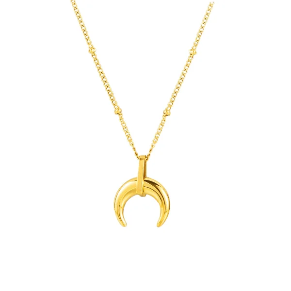 Horn Moon Pendant Clavicle Chain Stainless Steel Crescent Necklace