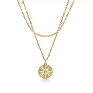 Stainless steel layered detachable eight-pointed star necklace