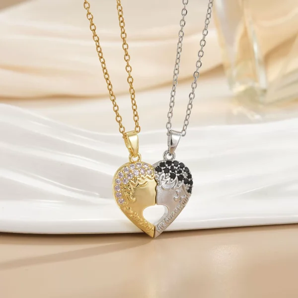 Copper plated 18k gold good friend cartoon rainbow magnetic creative necklace interchangeable friendship love necklace - 图片 2